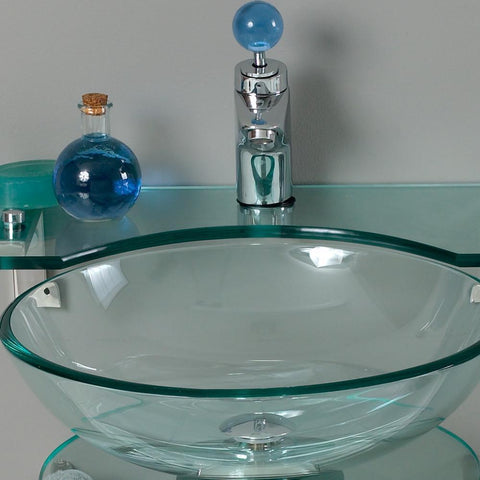 Image of Fresca Ovale 24" Modern Glass Bathroom Vanity