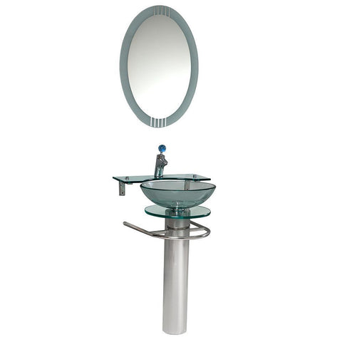 Image of Fresca Ovale 24" Modern Glass Bathroom Vanity FVN1019-FFT3071CH