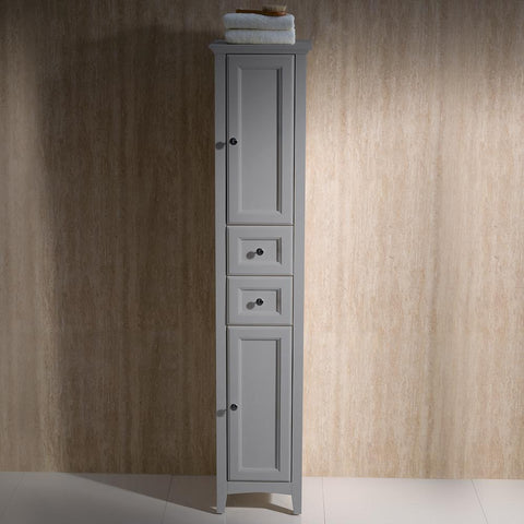 Image of Fresca Oxford 14" Gray Tall Bathroom Linen Cabinet FST2060GR