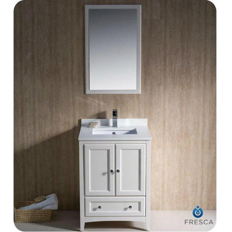 Image of Fresca Oxford 24" Antique White Traditional Bathroom Vanity with Faucet FVN2024A