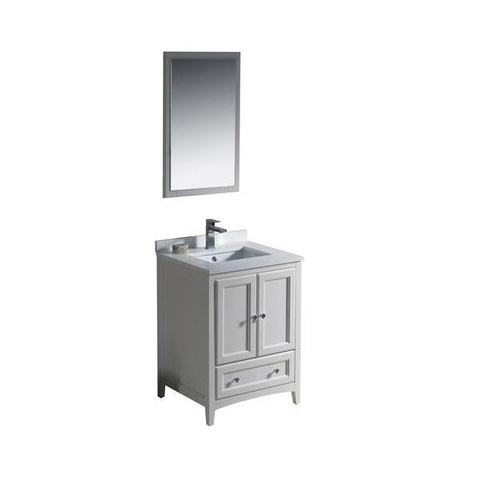 Image of Fresca Oxford 24" Antique White Traditional Bathroom Vanity with Faucet FVN2024A FVN2024AW-FFT3071CH
