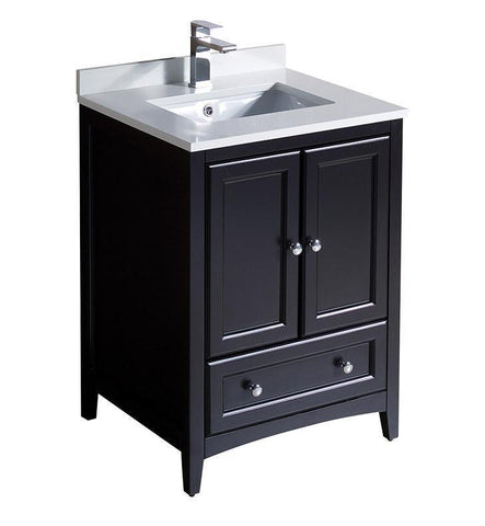 Image of Fresca Oxford 24" Espresso Traditional Bathroom Cabinet w/ Top & Sink FCB2024ES-CWH-U