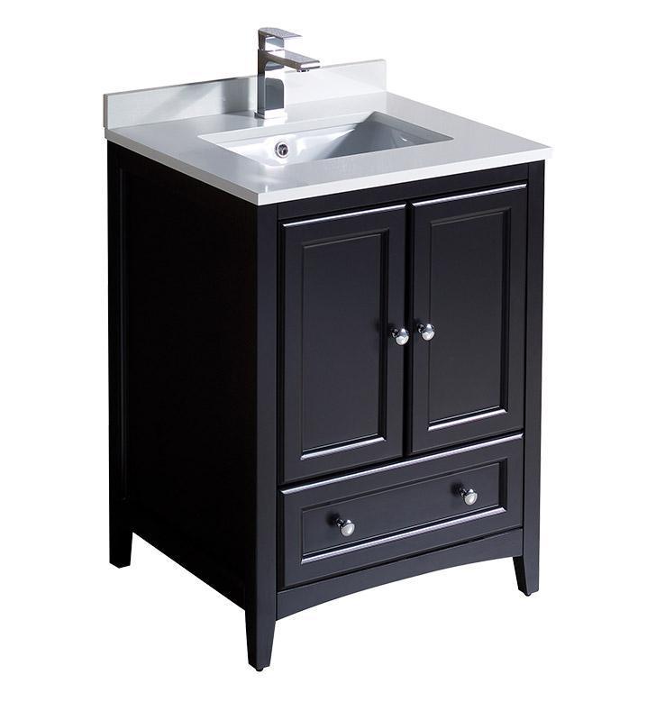 Fresca Oxford 24" Espresso Traditional Bathroom Cabinet w/ Top & Sink FCB2024ES-CWH-U