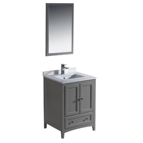 Image of Fresca Oxford 24" Gray Traditional Bathroom Vanity with Faucet FVN2024GR