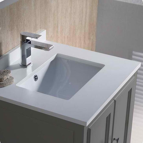 Image of Fresca Oxford 24" Gray Traditional Bathroom Vanity with Faucet FVN2024GR