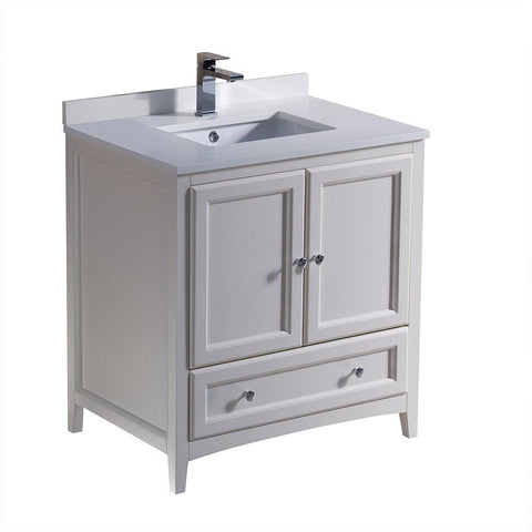 Image of Fresca Oxford 30" Antique White Traditional Bathroom Cabinet w/ Top & Sink FCB2030AW-CWH-U