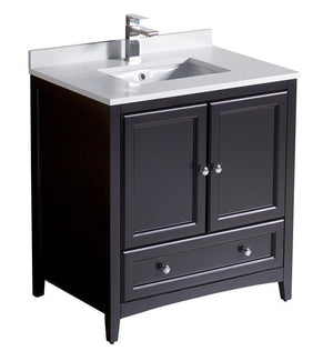 Fresca Oxford 30" Espresso Traditional Bathroom Cabinet w/ Top & Sink FCB2030ES-CWH-U