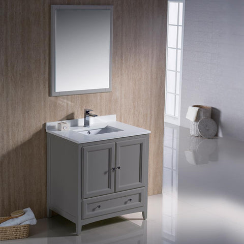 Image of Fresca Oxford 30" Gray Traditional Bathroom Vanity