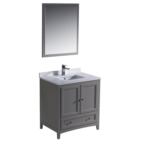 Image of Fresca Oxford 30" Gray Traditional Bathroom Vanity FVN2030GR-FFT1030BN