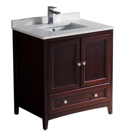 Image of Fresca Oxford 30" Mahogany Traditional Bathroom Cabinet w/ Top & Sink FCB2030MH-CWH-U