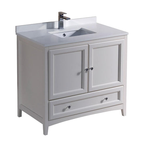 Image of Fresca Oxford 36" Antique White Traditional Bathroom Cabinet FCB2036AW-CWH-U