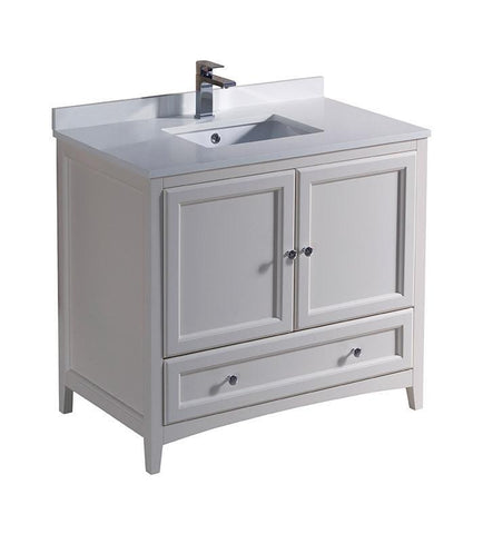 Image of Fresca Oxford 36" Antique White Traditional Bathroom Cabinet FCB2036AW-CWH-U