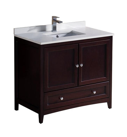 Image of Fresca Oxford 36" Mahogany Traditional Bathroom Cabinet w/ Top & Sink FCB2036MH-CWH-U