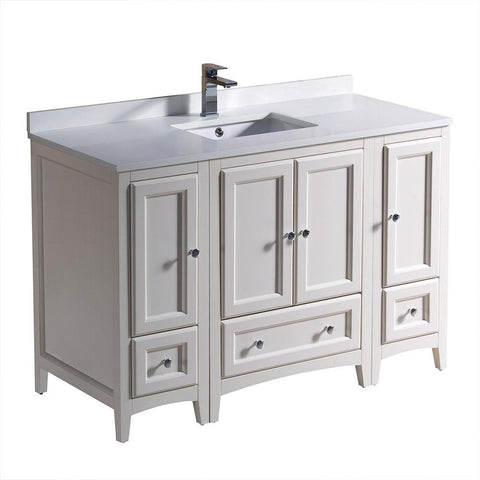 Image of Fresca Oxford 48" Antique White Traditional Bathroom Cabinets w/ Top & Sink FCB20-122412AW-CWH-U