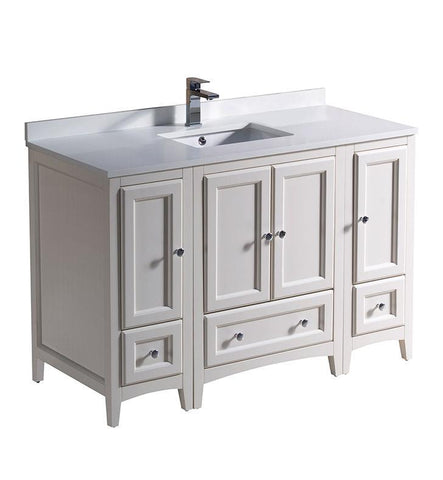 Image of Fresca Oxford 48" Antique White Traditional Bathroom Cabinets w/ Top & Sink FCB20-122412AW-CWH-U