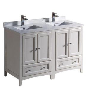 Fresca Oxford 48" Antique White Traditional Double Sink Bathroom Cabinets FCB20-2424AW-CWH-U