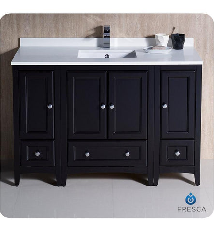Image of Fresca Oxford 48" Espresso Traditional Bathroom Cabinets w/ Top & Sink FCB20-122412ES-CWH-U