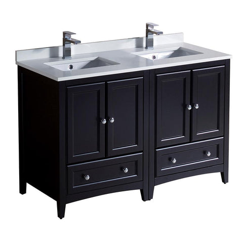 Image of Fresca Oxford 48" Espresso Traditional Double Sink Bathroom Cabinets FCB20-2424ES-CWH-U