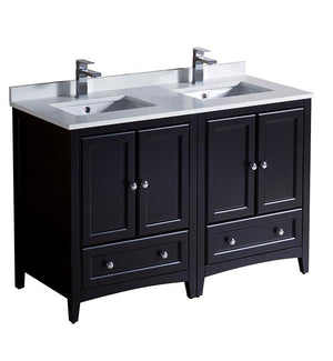 Fresca Oxford 48" Espresso Traditional Double Sink Bathroom Cabinets FCB20-2424ES-CWH-U