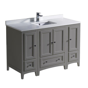 Fresca Oxford 48" Gray Traditional Bathroom Cabinets w/ Top & Sink FCB20-122412GR-CWH-U