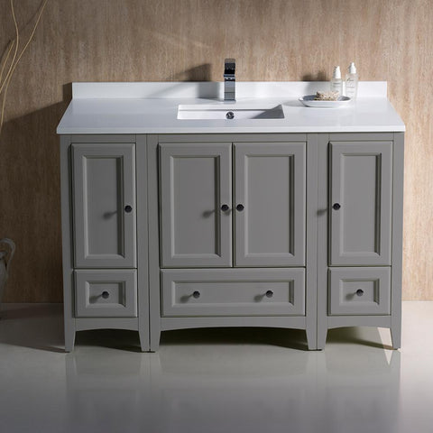 Image of Fresca Oxford 48" Gray Traditional Bathroom Cabinets w/ Top & Sink FCB20-122412GR-CWH-U