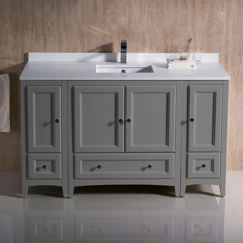 Image of Fresca Oxford 54" Gray Traditional Bathroom Cabinets w/ Top & Sink FCB20-123012GR-CWH-U