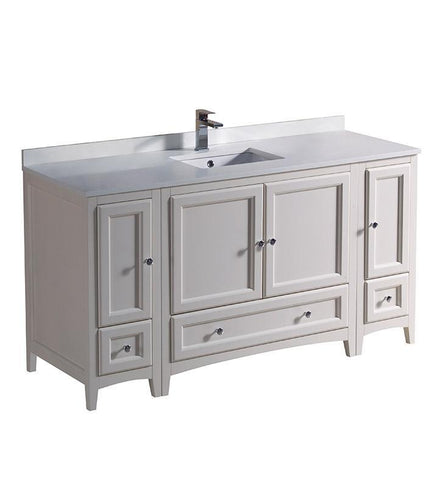 Image of Fresca Oxford 60" Antique White Traditional Bathroom Cabinets w/ Top & Sink FCB20-123612AW-CWH-U