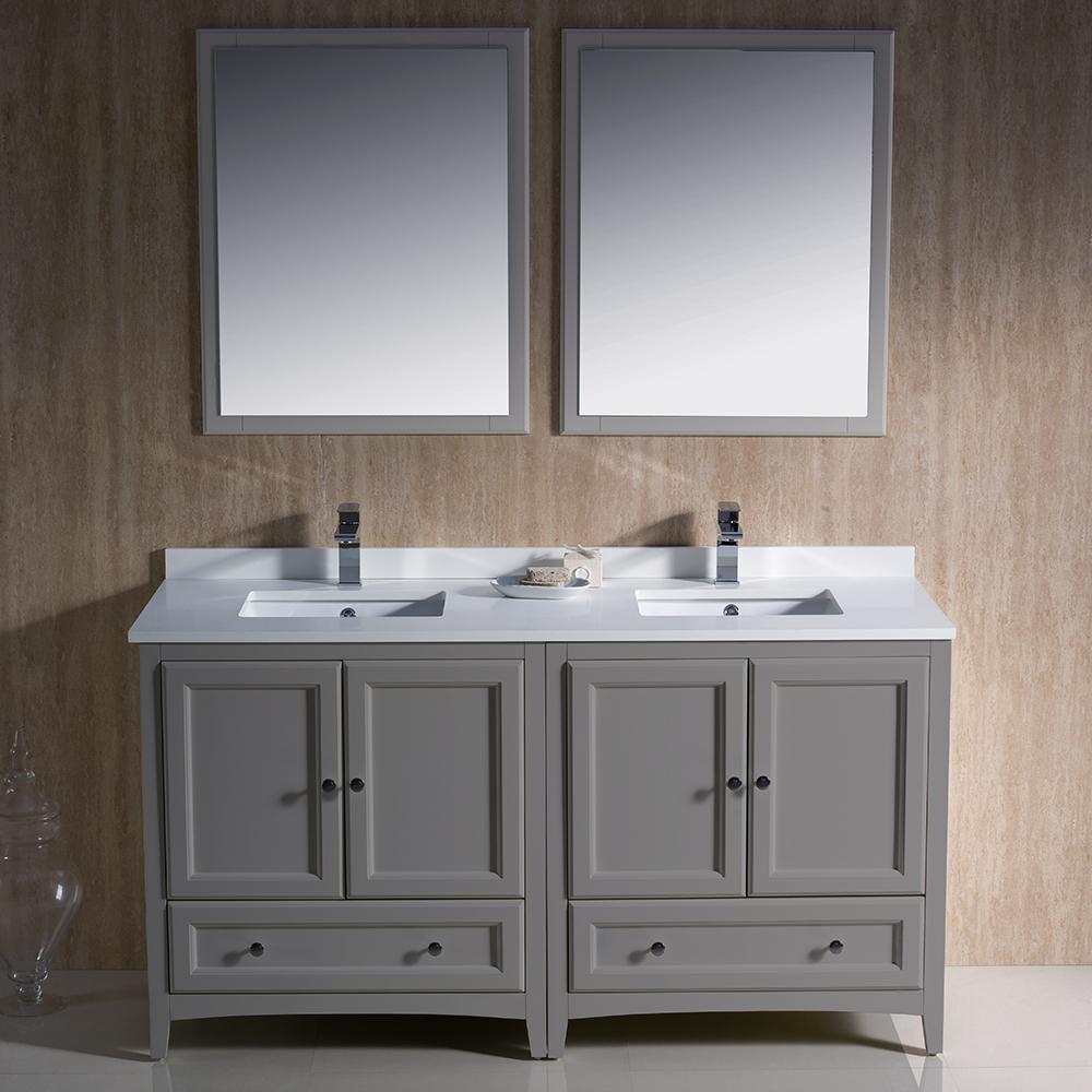 Fresca Oxford 60" Double Sink Vanity FVN20-3030AW-FFT1030BN