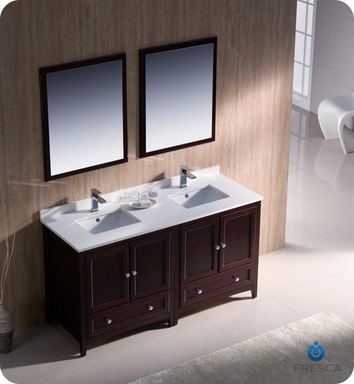Fresca Oxford 60" Double Sink Vanity FVN20-3030AW-FFT1030BN