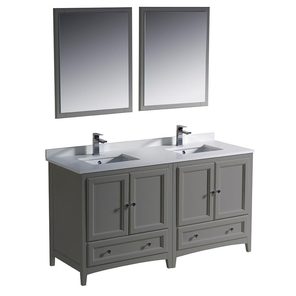 Fresca Oxford 60" Double Sink Vanity FVN20-3030GR-FFT1030BN
