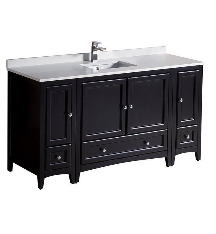Fresca Oxford 60" Espresso Traditional Bathroom Cabinets w/ Top & Sink FCB20-123612ES-CWH-U