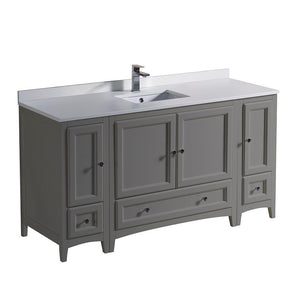 Fresca Oxford 60" Gray Traditional Bathroom Cabinets w/ Top & Sink FCB20-123612GR-CWH-U