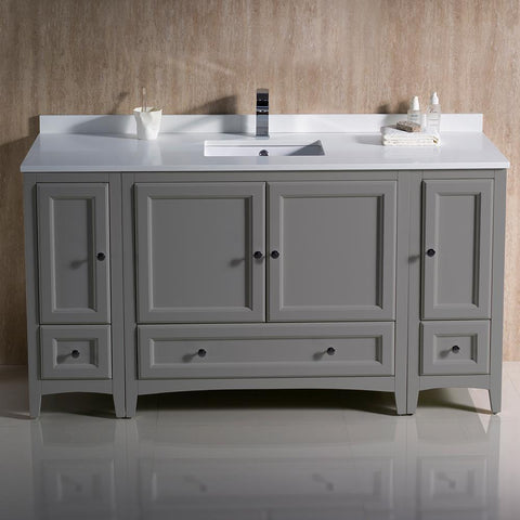 Image of Fresca Oxford 60" Gray Traditional Bathroom Cabinets w/ Top & Sink FCB20-123612GR-CWH-U