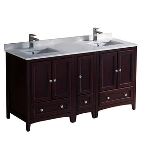 Fresca Oxford 60" Mahogany Traditional Double Sink Bathroom Cabinets FCB20-3030MH-CWH-U