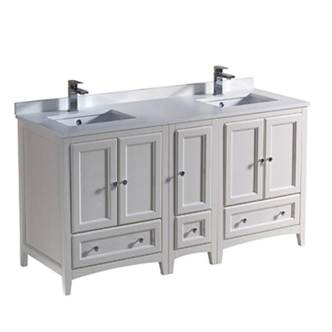 Image of Fresca Oxford 60" Traditional Double Sink Bathroom Cabinets FCB20-241224AW-CWH-U