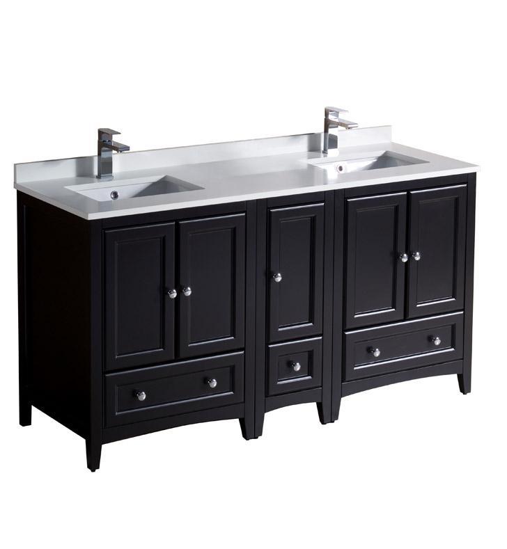 Fresca Oxford 60" Traditional Double Sink Bathroom Cabinets FCB20-241224AW-CWH-U