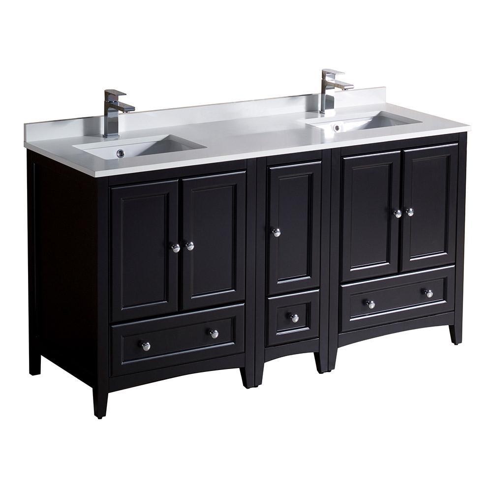 Fresca Oxford 60" Traditional Double Sink Bathroom Cabinets FCB20-241224ES-CWH-U