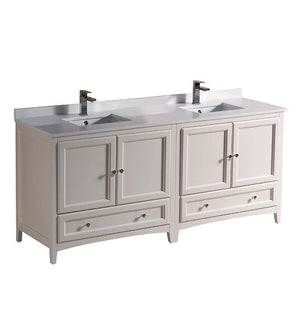Fresca Oxford 72" Antique White Traditional Double Sink Bathroom Cabinets FCB20-3636AW-CWH-U
