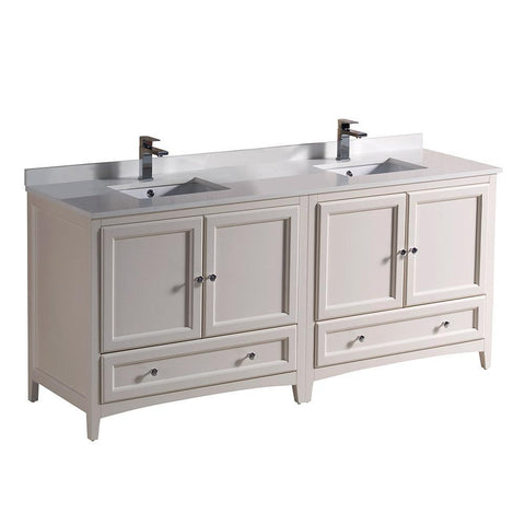 Image of Fresca Oxford 72" Antique White Traditional Double Sink Bathroom Cabinets FCB20-3636AW-CWH-U