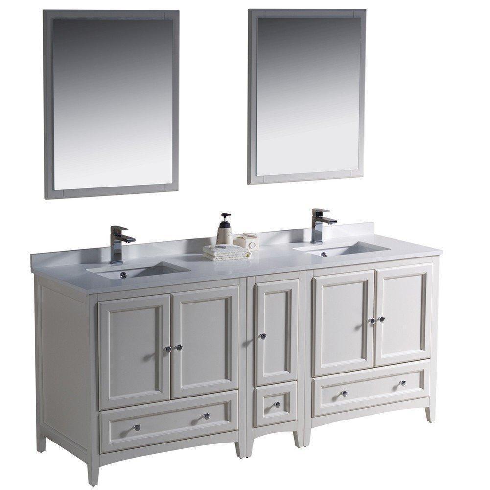 Fresca Oxford 72" Double Sink Vanity FVN20-301230AW-FFT1030BN