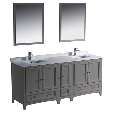 Image of Fresca Oxford 72" Double Sink Vanity FVN20-301230GR-FFT1030BN