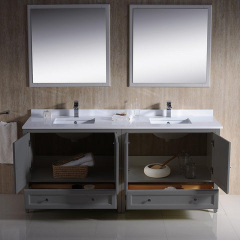 Image of Fresca Oxford 72" Double Sink Vanity FVN20-3636AW-FFT1030BN