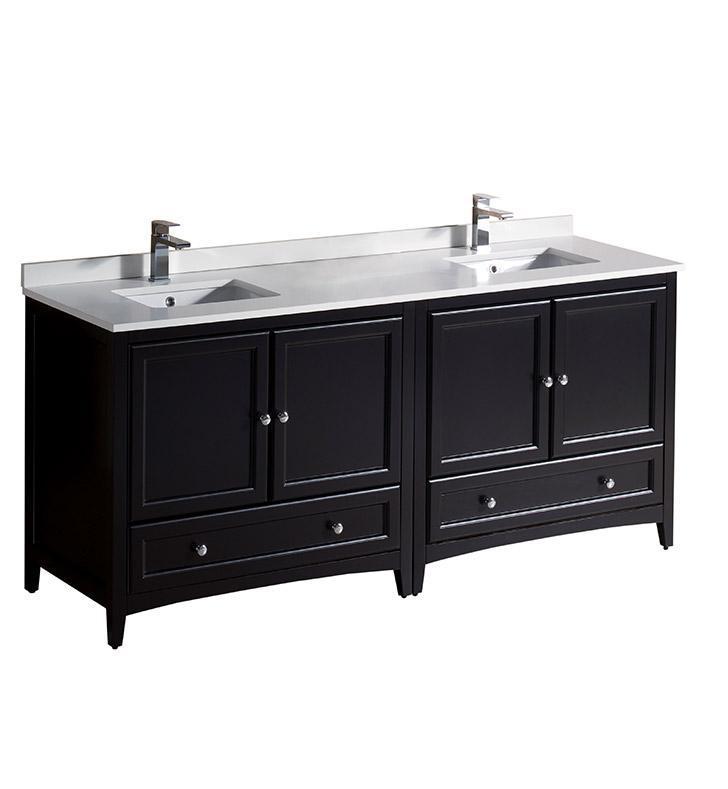 Fresca Oxford 72" Espresso Traditional Double Sink Bathroom Cabinets FCB20-3636ES-CWH-U