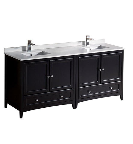 Image of Fresca Oxford 72" Espresso Traditional Double Sink Bathroom Cabinets FCB20-3636ES-CWH-U