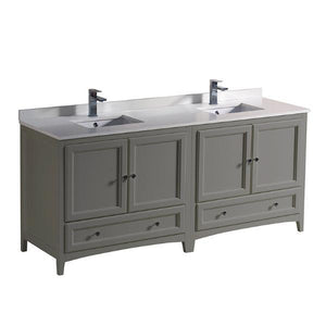Fresca Oxford 72" Gray Traditional Double Sink Bathroom Cabinets FCB20-3636GR-CWH-U