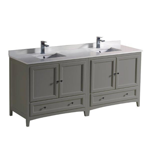 Image of Fresca Oxford 72" Gray Traditional Double Sink Bathroom Cabinets FCB20-3636GR-CWH-U