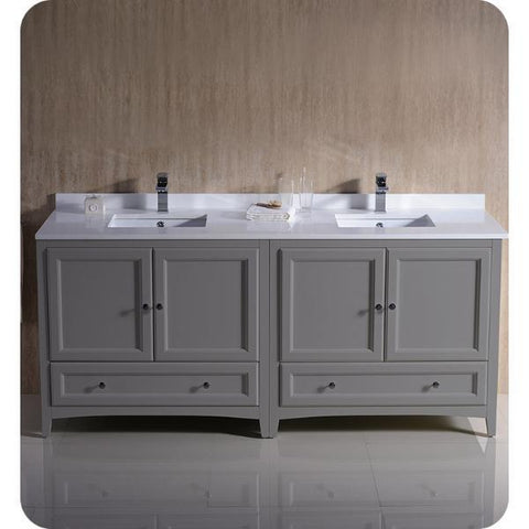 Image of Fresca Oxford 72" Gray Traditional Double Sink Bathroom Cabinets FCB20-3636GR-CWH-U