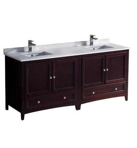 Image of Fresca Oxford 72" Mahogany Traditional Double Sink Bathroom Cabinets FCB20-3636MH-CWH-U