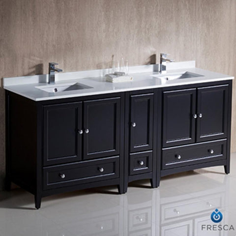 Image of Fresca Oxford 72" Traditional Double Sink Bathroom Cabinets