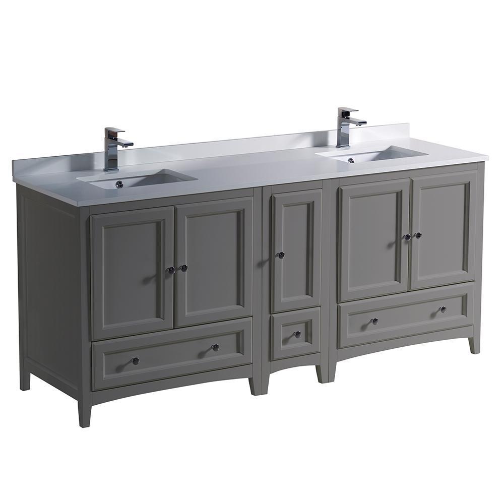 Fresca Oxford 72" Traditional Double Sink Bathroom Cabinets FCB20-301230GR-CWH-U